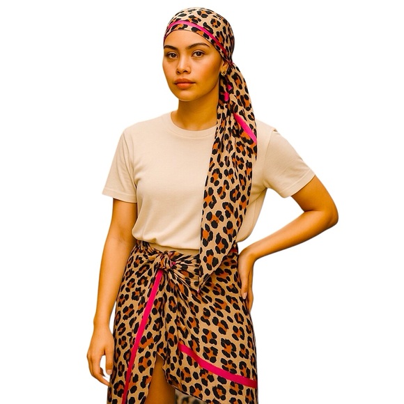 MACCHIA DI RUGGINE LEOPARD PRINT SCARF WOMEN SIZE 37 X 75 - Picture 1 of 9